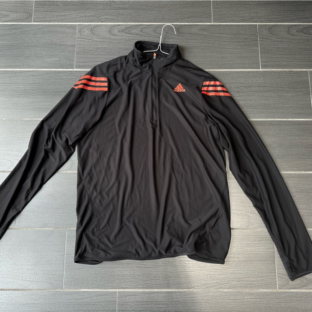 Adidas Black Long Sleeve Shirt with Red Stripes